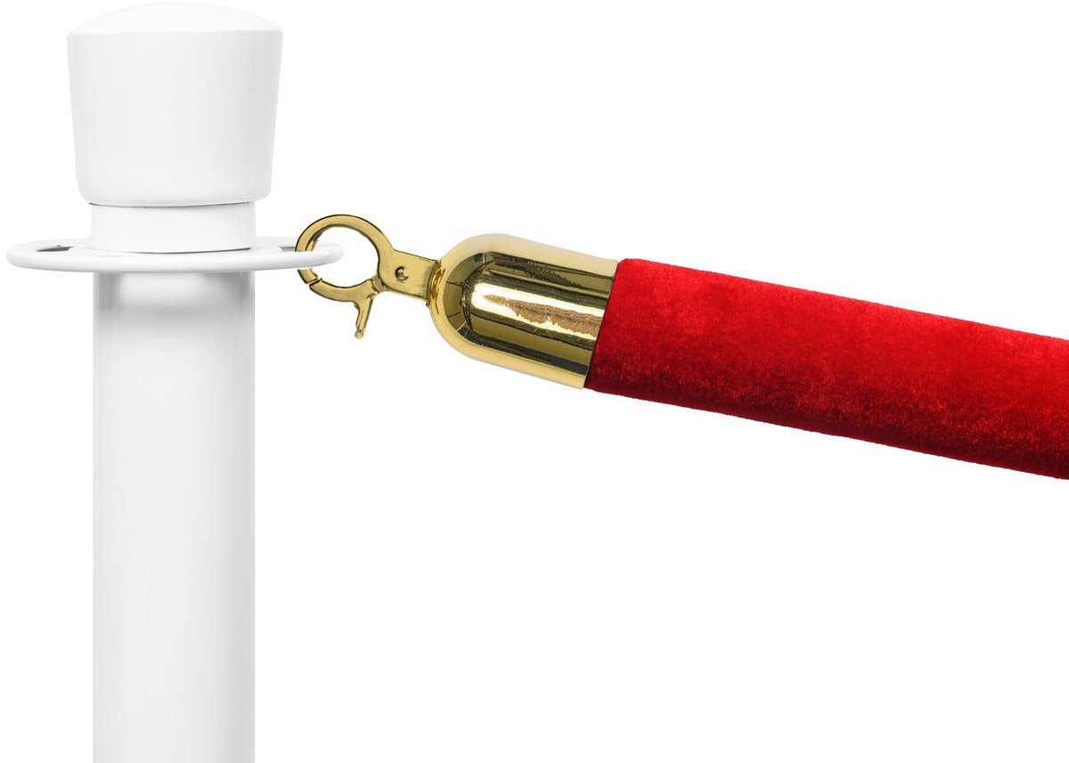   | Afzetkoord Velours Luxe | Messing - Rood